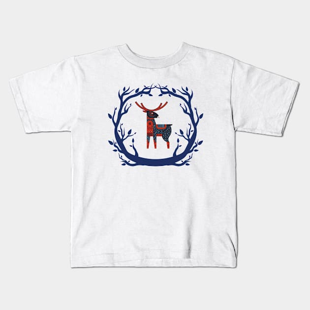 Deer Art Kids T-Shirt by Abeer Ahmad